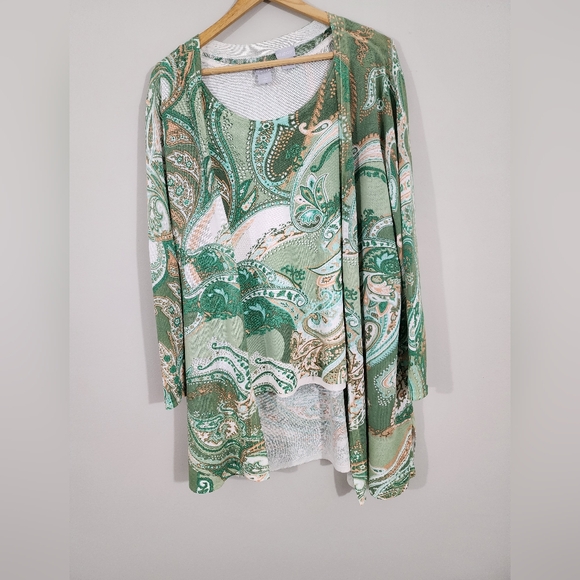 ❌SOLD❌Chicos two-Piece Paisley Set- Everyday Cardigan and Sweater Tank - Picture 2 of 7